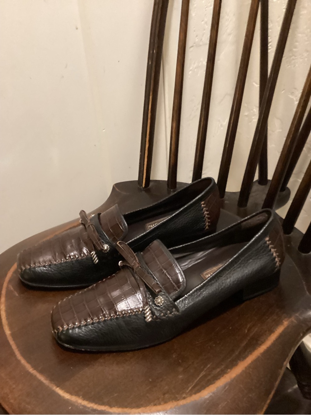 Brighton Kent Brown and Black Leather Bit Loafers Size: 7.5 US